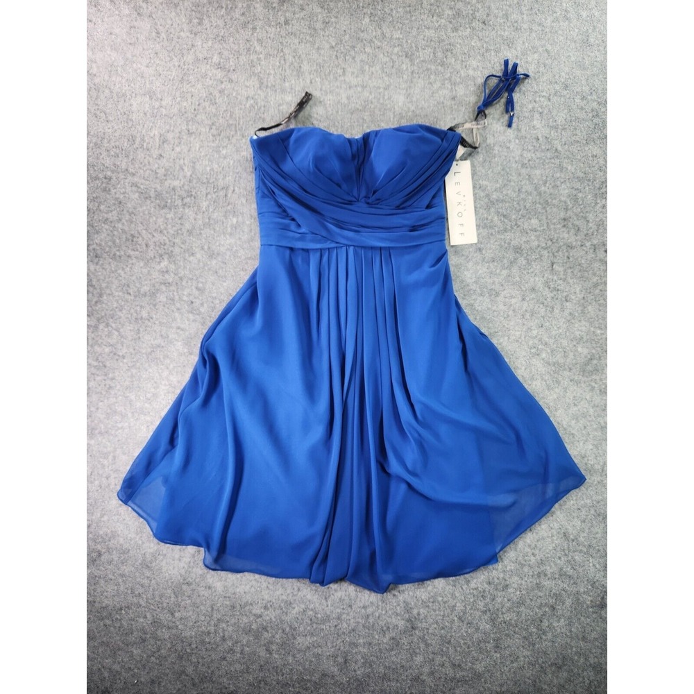 Bill Levkoff Dress Womens 8 Crisscross Strapless Blue‎ Lined Chiffon Sample